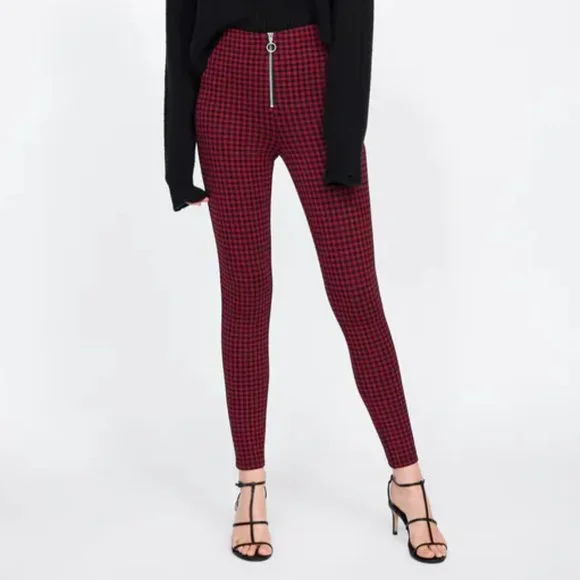 Zara Pants Jumpsuits Zara Red And Black Plaid Buffalo Check